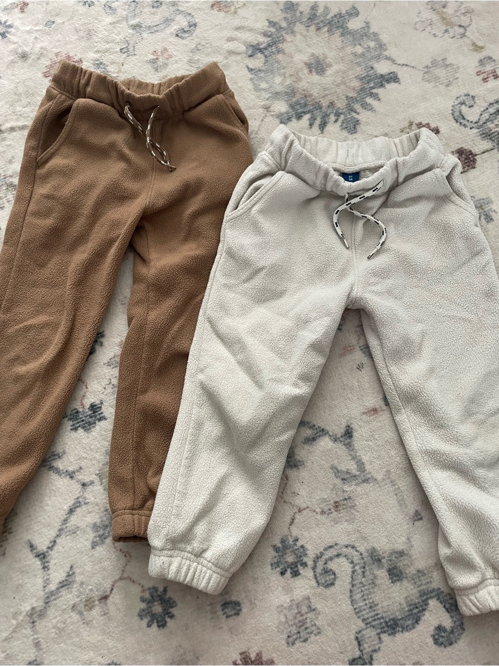 Old Navy Kids Fleece Joggers in Cream and Brown
